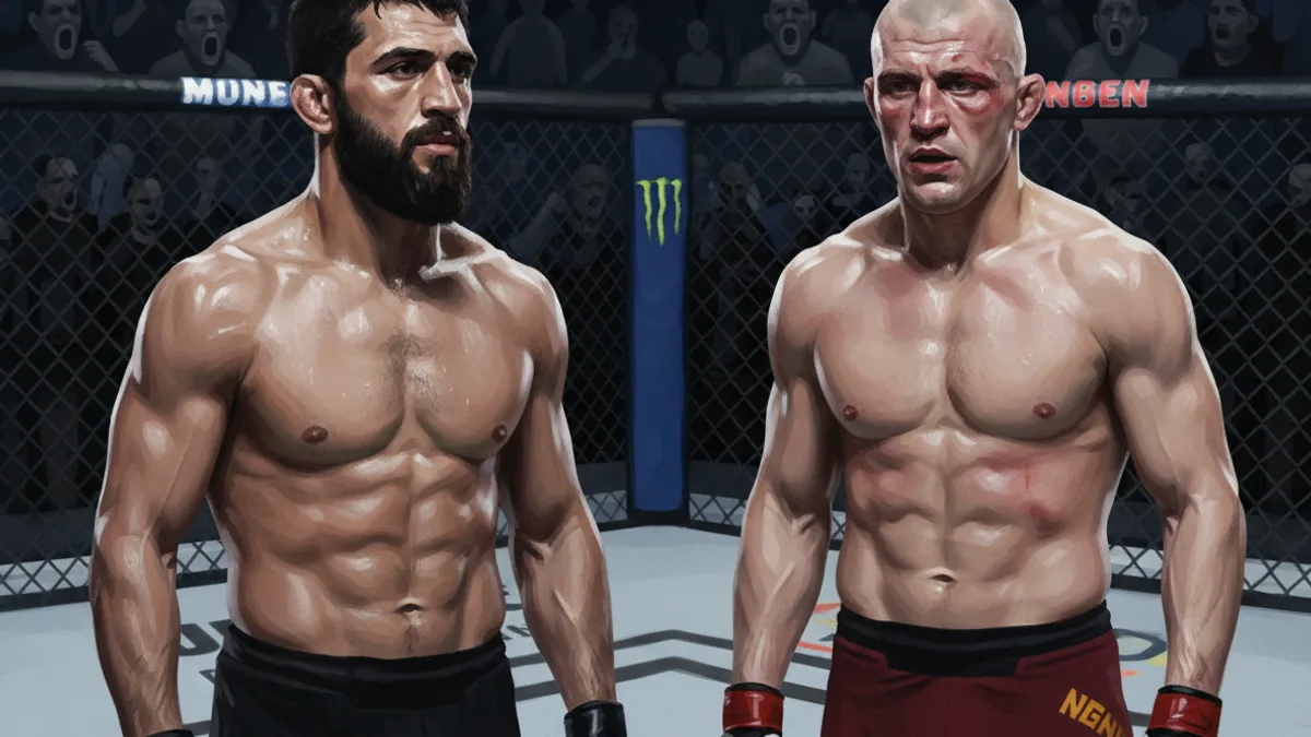 Magomed Ankalaev in the octagon during a UFC light heavyweight bout