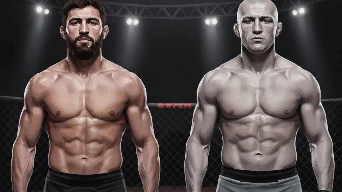 An empty UFC octagon lit up inside an arena ahead of a fight night