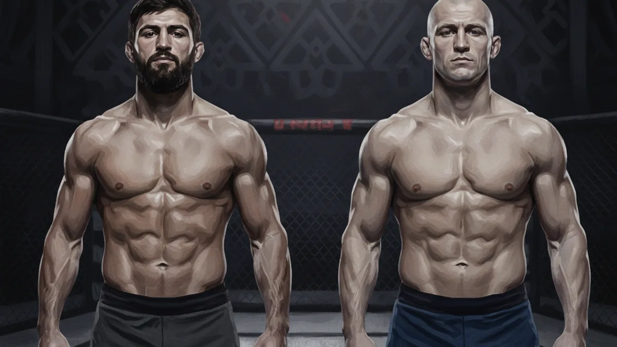 An empty UFC octagon lit up ahead of a fight night event